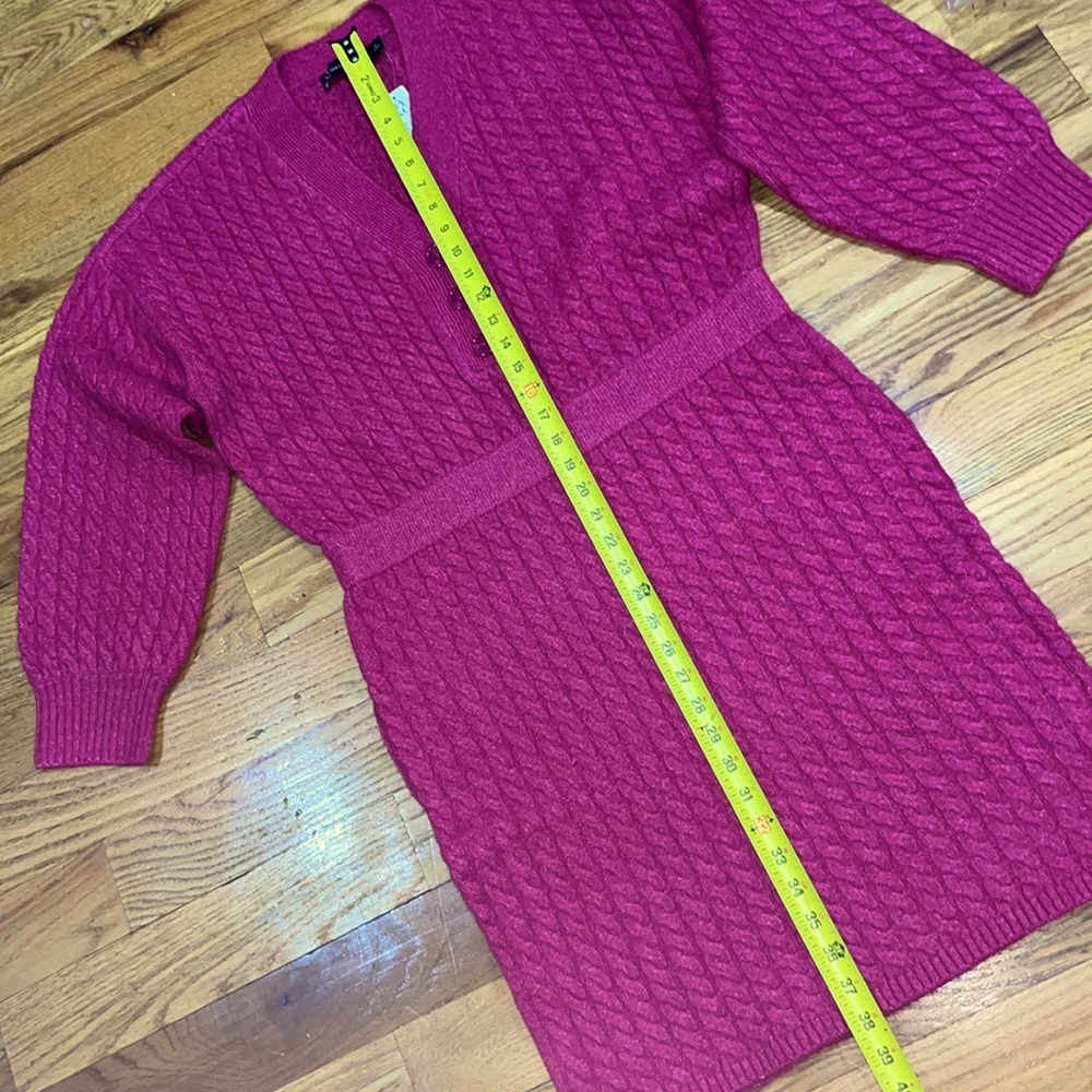 NEW Cable Knit Button  Thick Placket Sweater Dress sz Large L - Picture 6 of 15
